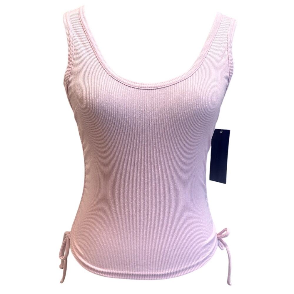 Freshman NWT Size Small Ribbed Tank Top Tie Up Sides Trendy Cute Summer Stretch